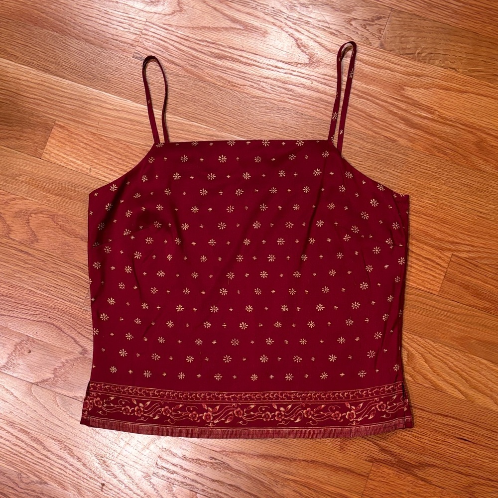 Ann Taylor Maroon Camisole with Floral Accents